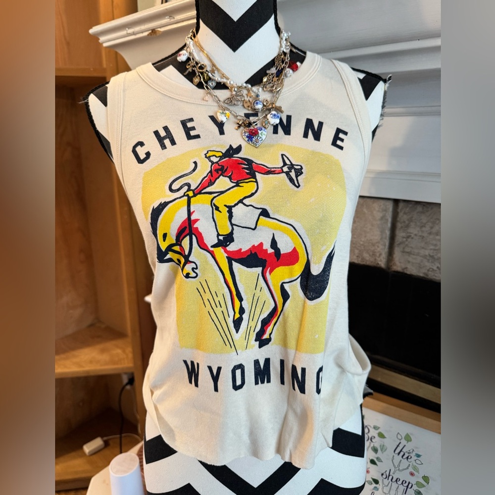 Daydreamer Cheyenne Wyoming Graphic Tank Top - Cream, Red, Yellow, Black